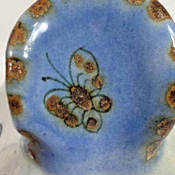 Tonal El Palomar Mexico Pottery Chicken Figurine Floral Blue Butterfly - Picture 10 of 12